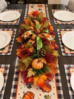 Fall Table Runner Centerpiece – Handmade Pumpkin &amp; Autumn Table Décor