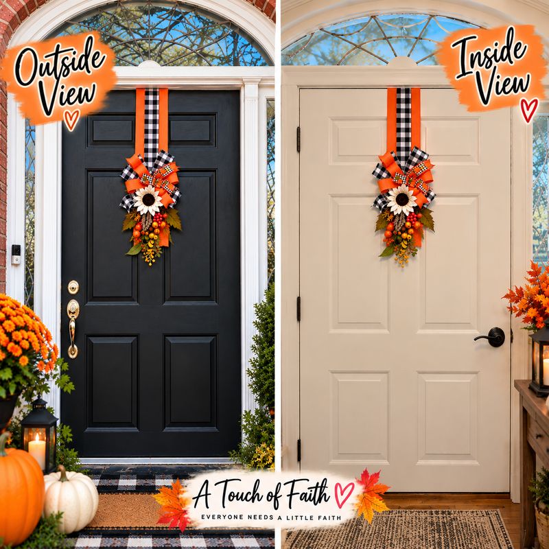 Fall Inside/Outside Door Swag – Double-Sided Autumn Door Décor