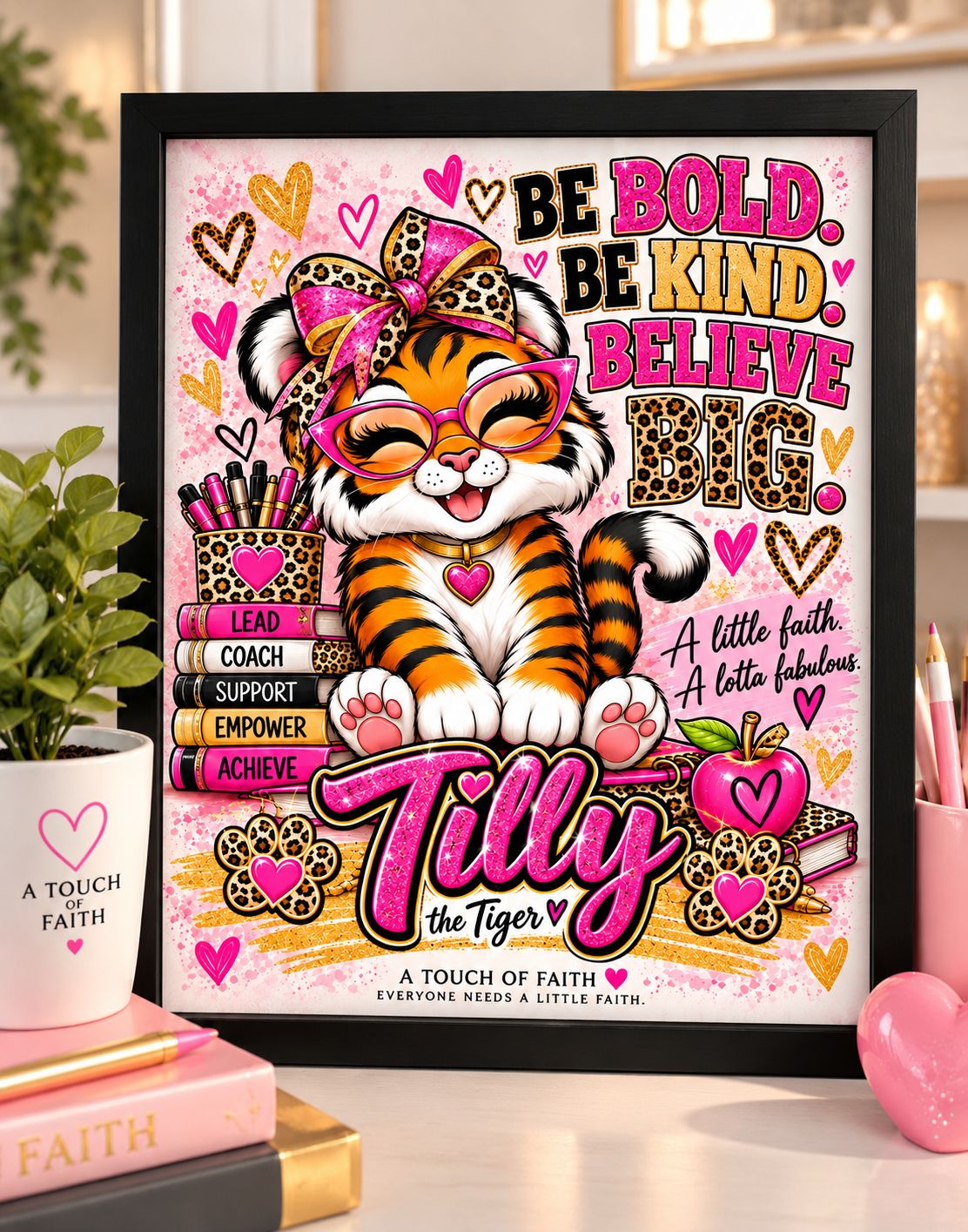Tilly the Tiger Inspirational 11x14 Art Print | Be Bold. Be Kind. Believe BIG.