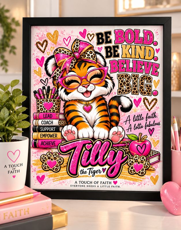 Tilly the Tiger Inspirational 11x14 Art Print | Be Bold. Be Kind. Believe BIG.