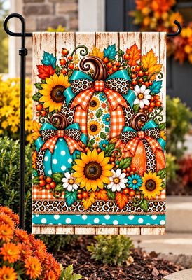 Turquoise Pumpkin Fall Garden Flag | 12 x 18 Inches