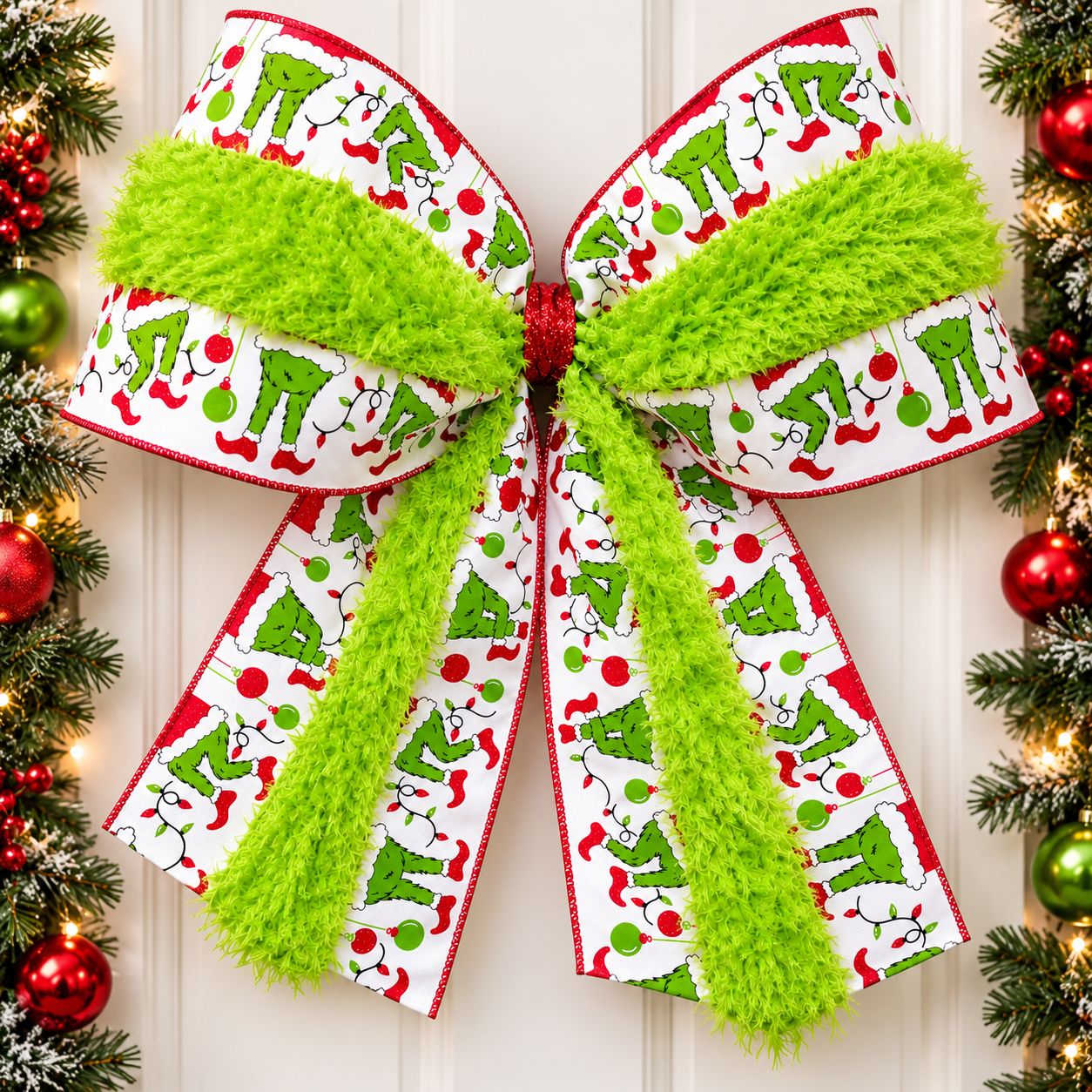 Extra-Large Green Monster Christmas Bow