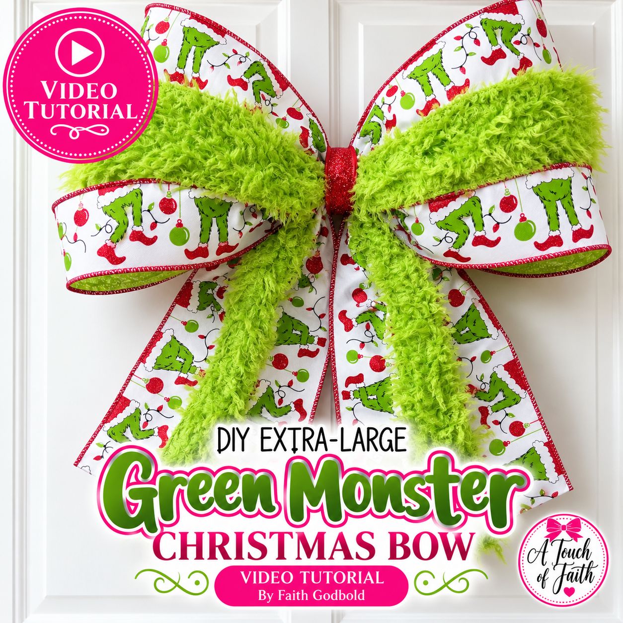 DIY Extra-Large Green Monster Christmas Bow – Video Tutorial