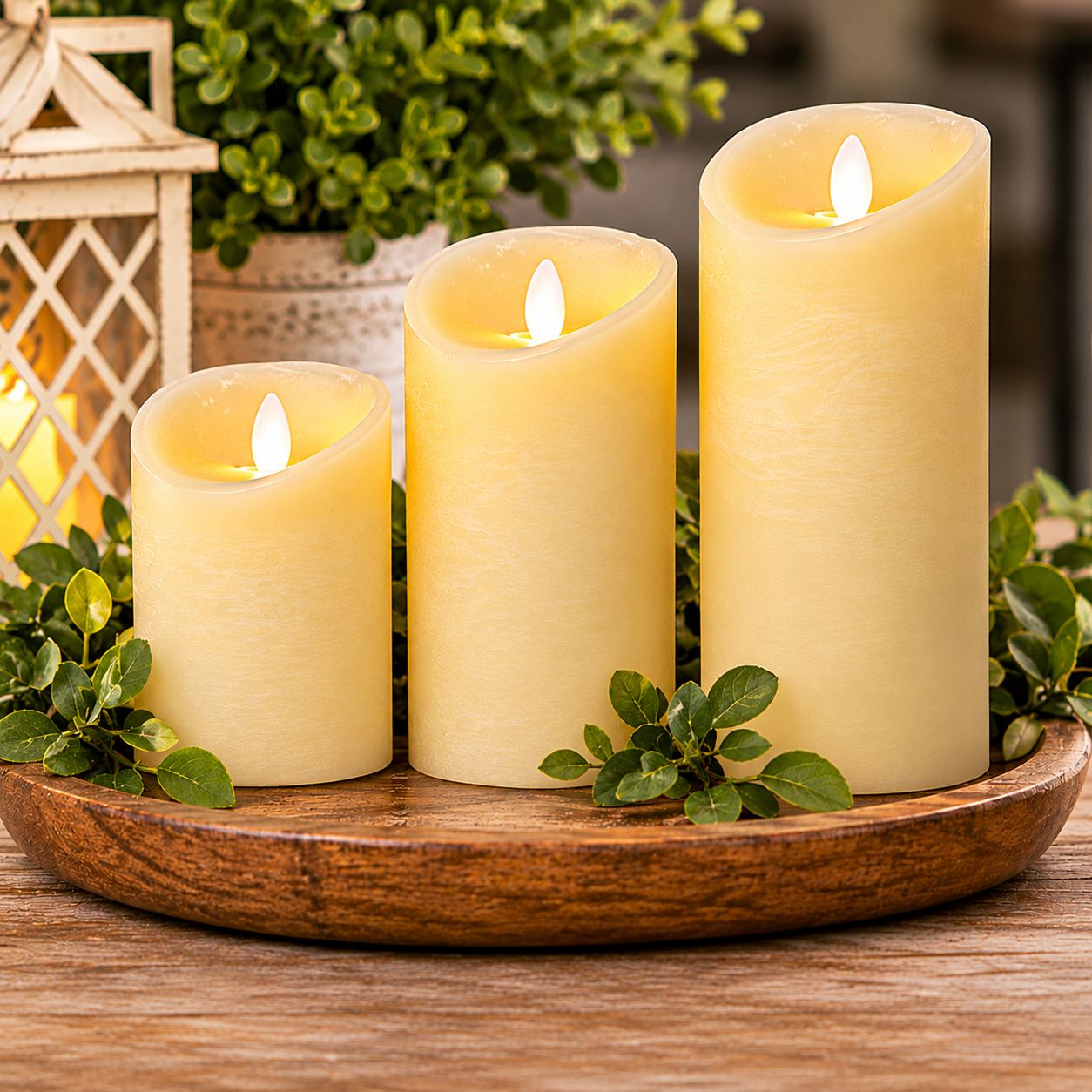 Ivory Flameless LED Pillar Candle – Real Wax, Flickering Flame | 3 Sizes