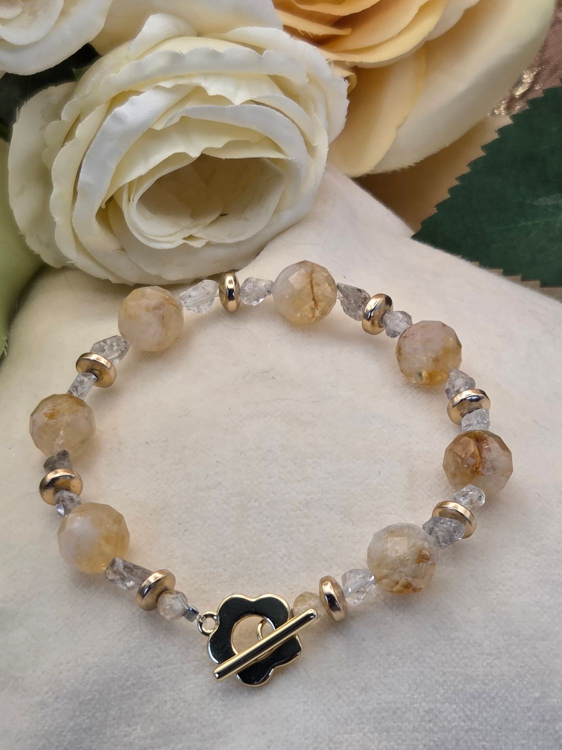 Citrin &amp; Herkimèr Armbånd
