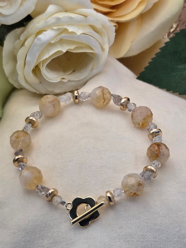Citrin &amp; Herkimèr Armbånd