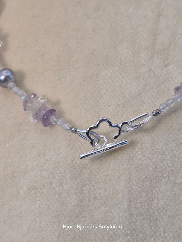 Rosa Ametyst og Bergkrystall Armbånd