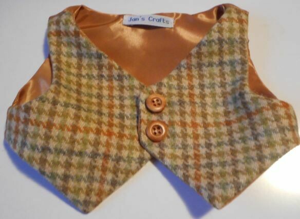 Waistcoat for bears - Tweed wool with plain lining Waistcoat for bears - Tweed wool with plain lining