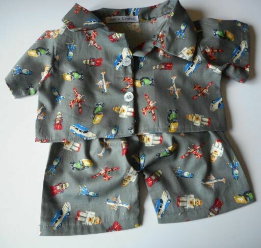 Pyjamas with collar - vintage toy print. Last pair in this fabric! Pyjamas with collar - vintage toy print. Last pair in this fabric!