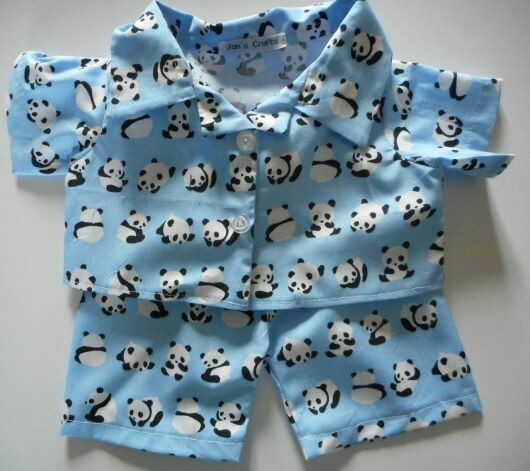 Pyjamas with collar - panda print cotton. Pyjamas with collar - panda print cotton.