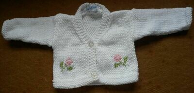 Cardigan for dolls - white with flowers, in 3 sizes