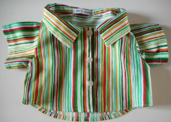 Shirt - bright green, red and white stripes Shirt - bright green, red and white stripes