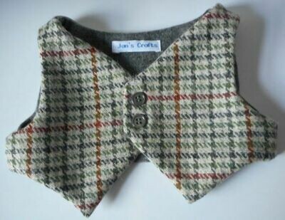 Waistcoat for bears - Grey tweed wool with plain lining
