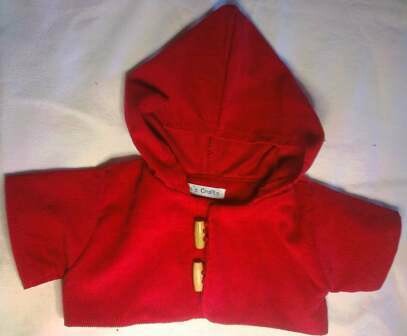 Coat with hood for bears: red fleece