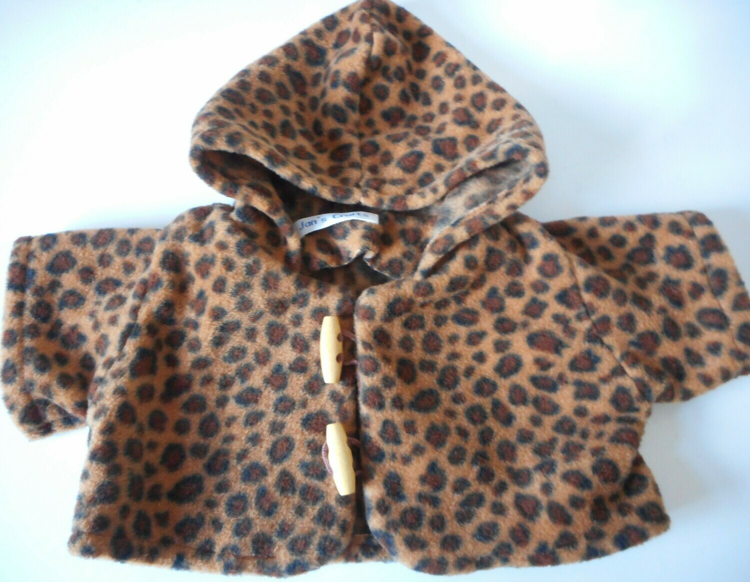 Coat with hood in leopard print fleece for bears. New Coat with hood in leopard print fleece for bears. New