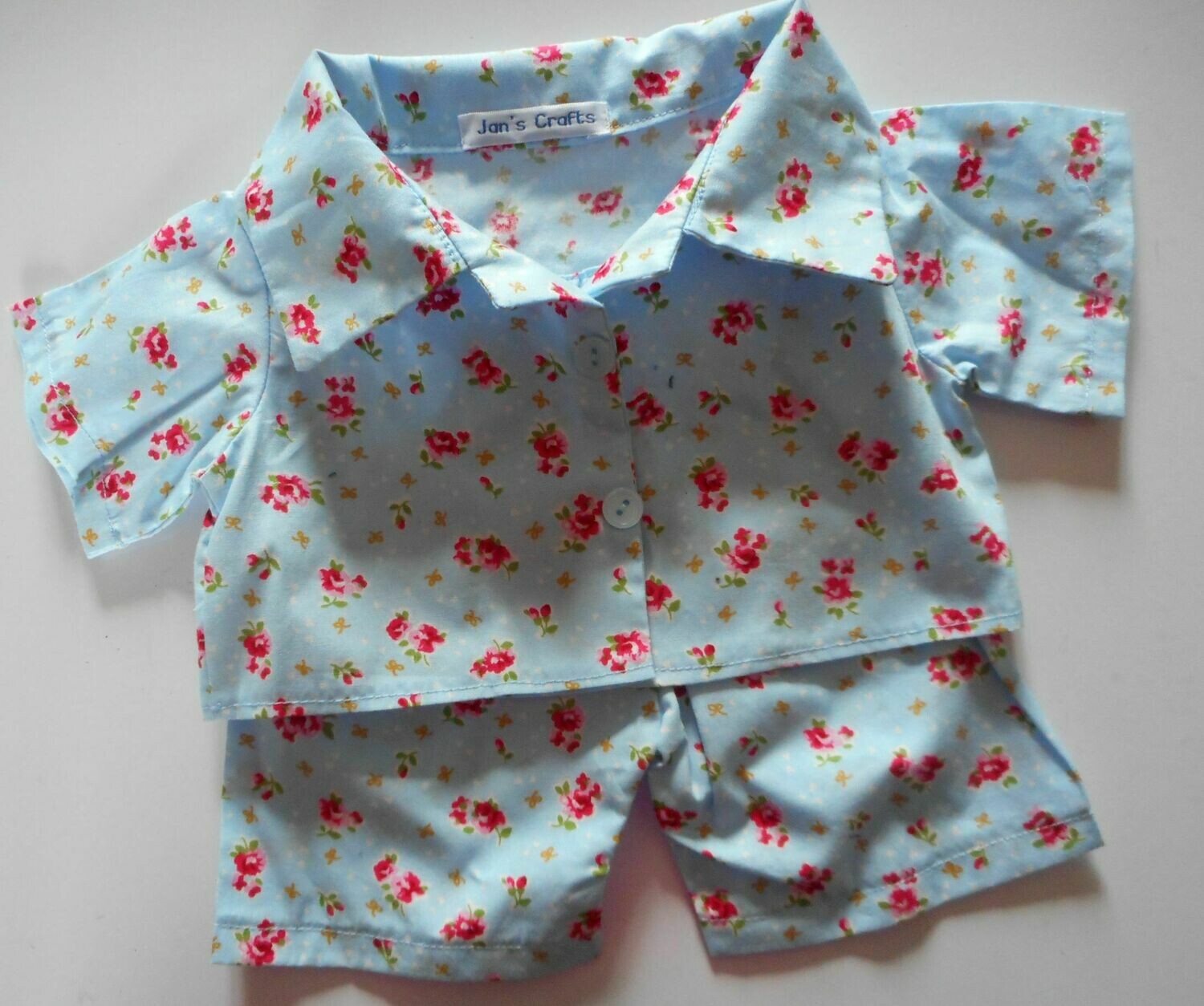 Pyjamas with collar - pale blue floral print Pyjamas with collar - pale blue floral print