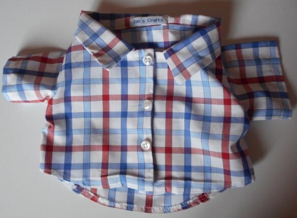 Shirt - blue and red check on white background. NEW!