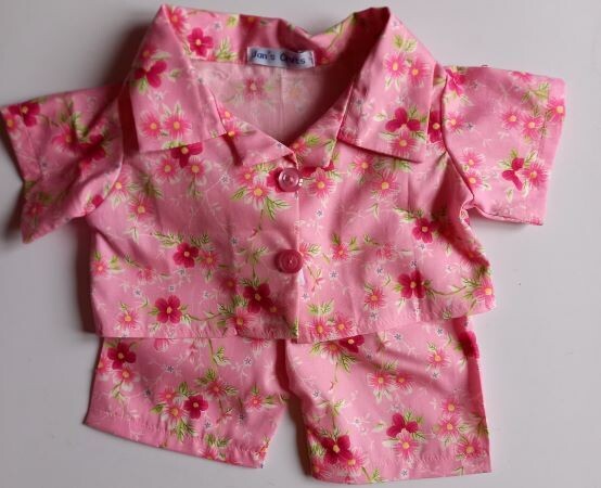 Pyjamas with collar - pink floral print. NEW!