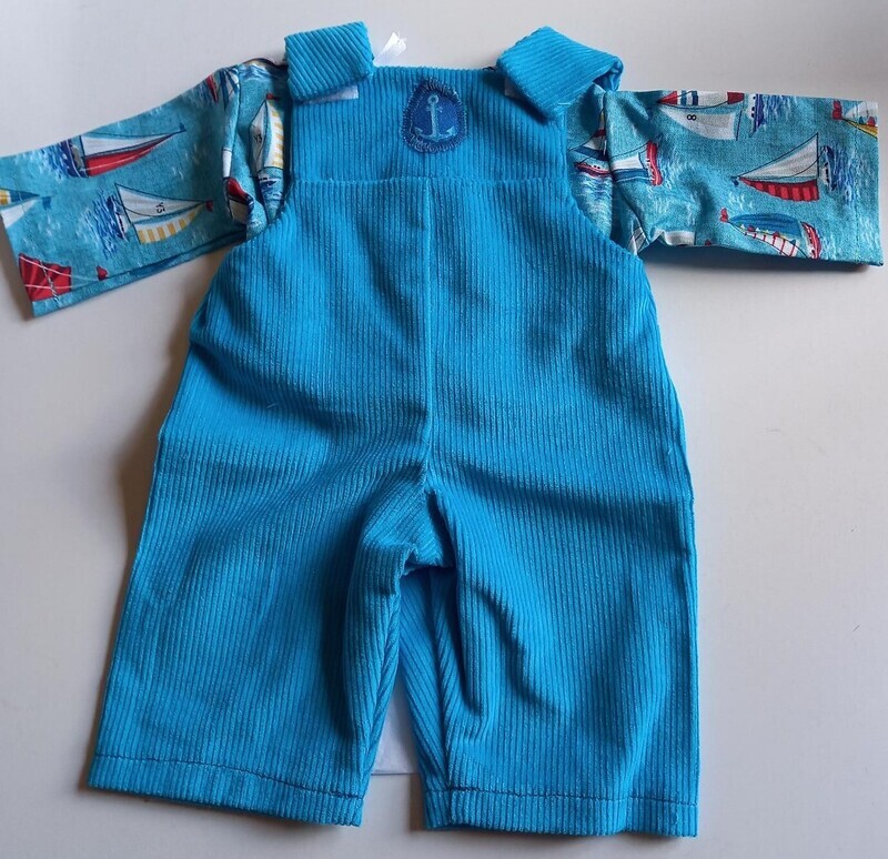 Dungarees and yacht print top 36cm doll