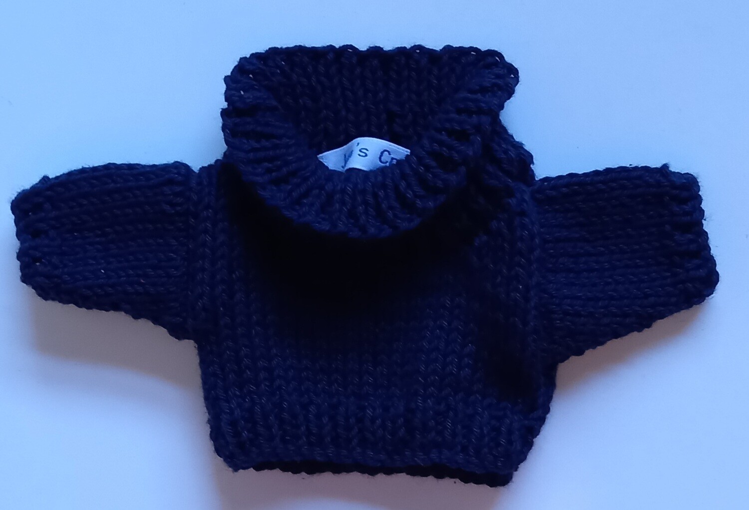 Jumper, navy roll neck - small bear 16cm/ 6 inches high