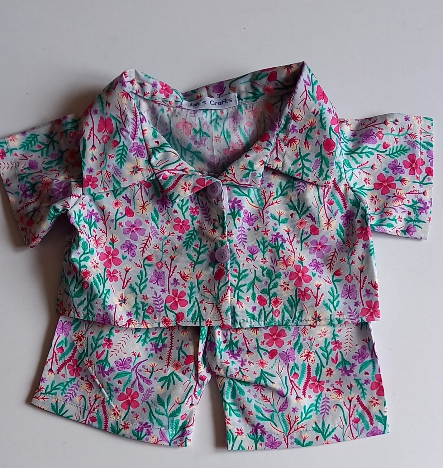 Pyjamas with collar - lilac floral print.