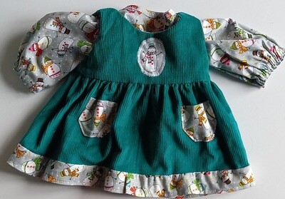 Outfit: Green pinafore with matching top for 36cm doll. NEW!