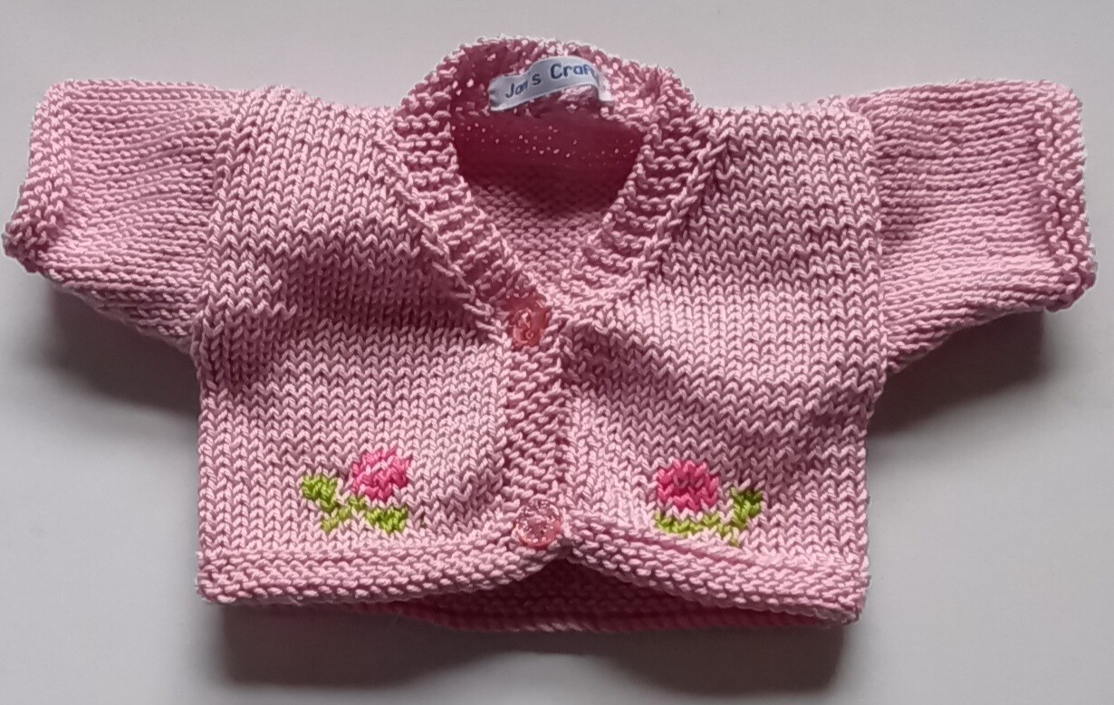 Cardigan for bear - dusky pink with flowers