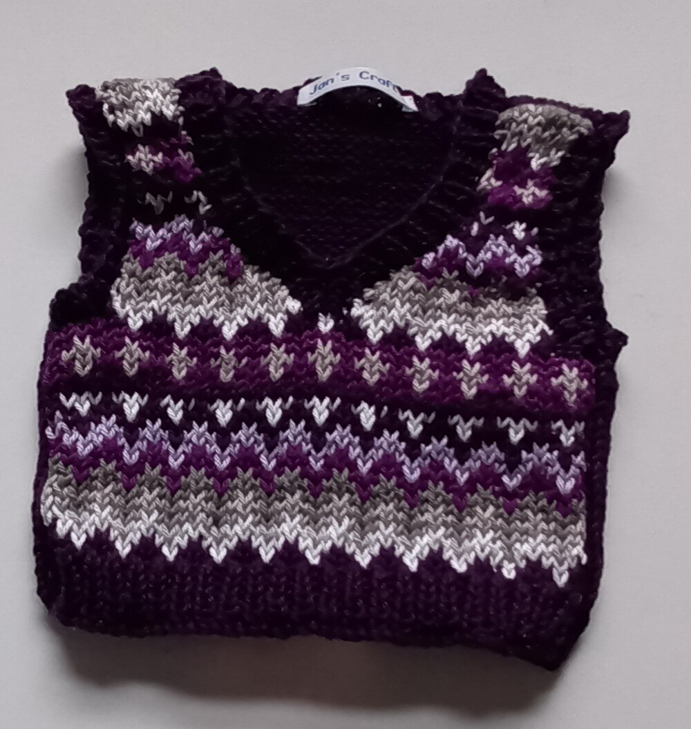 Tank top for bear - aubergine purple and grey tones