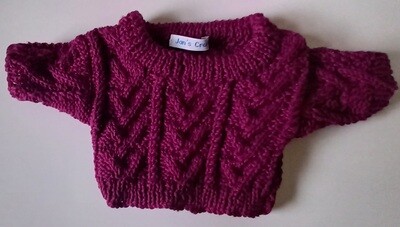 Jumper, plum cable crew neck - bear 36cm/ 14 inches high