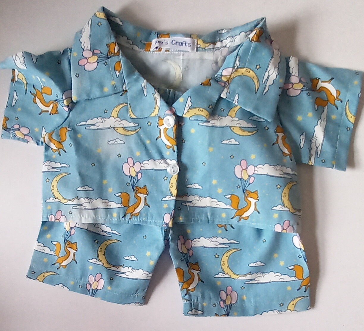 Pyjamas with collar - fox and balloon print.