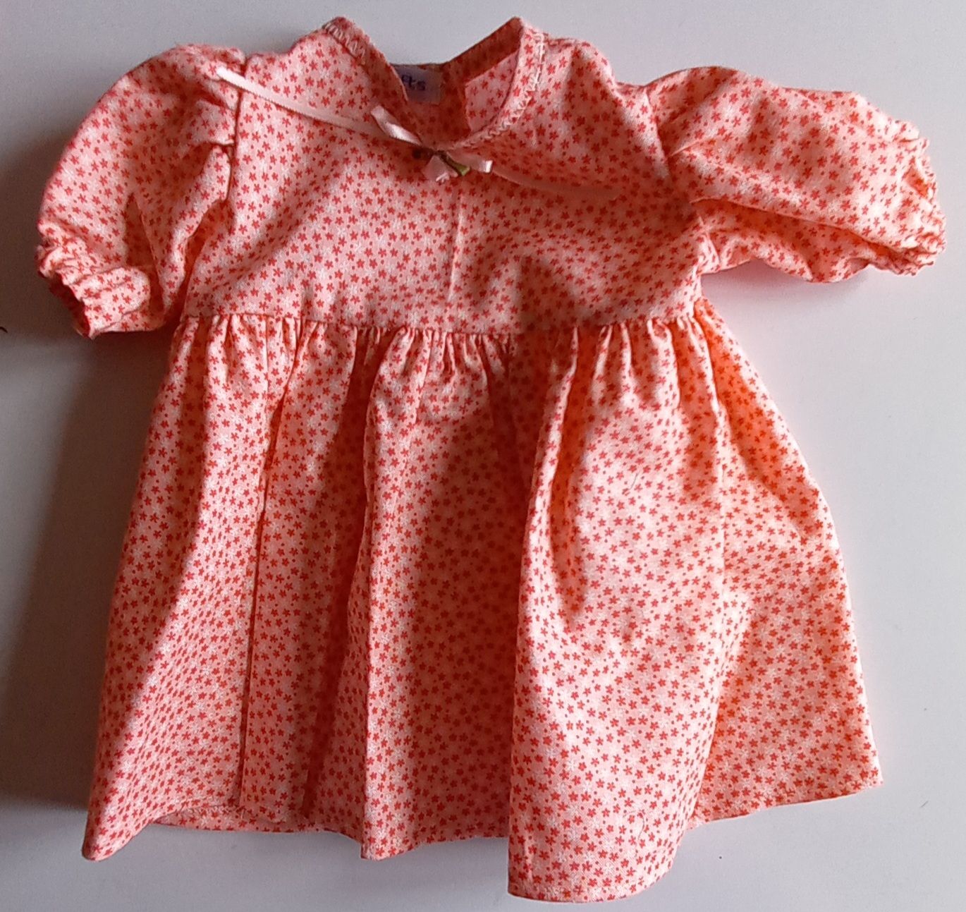Dress, peach print for 43cm doll