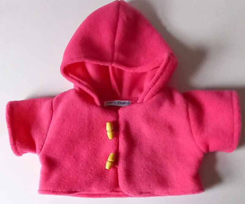Coat with hood for bears: bright pink fleece
