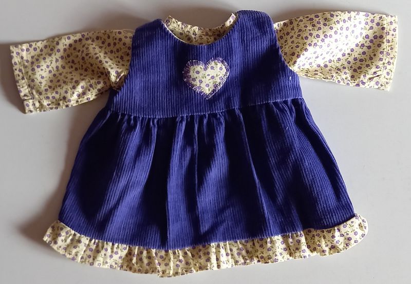 Pinafore with matching tiny floral print top for 30cm doll. Reduced!  Was £12 now £8!