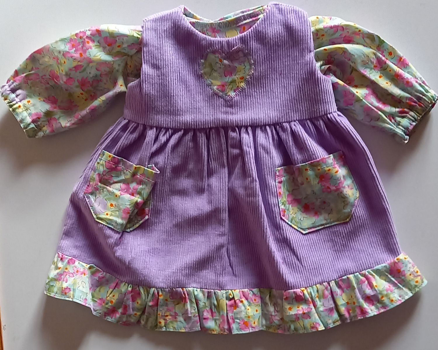 Pinafore with matching top for 43cm doll.