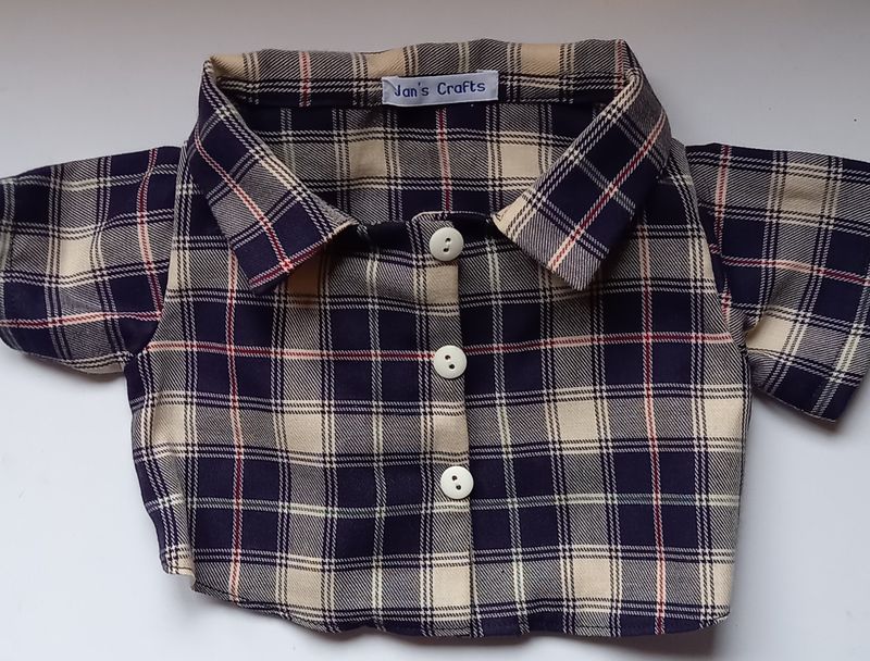 Shirt - dark navy and cream check.