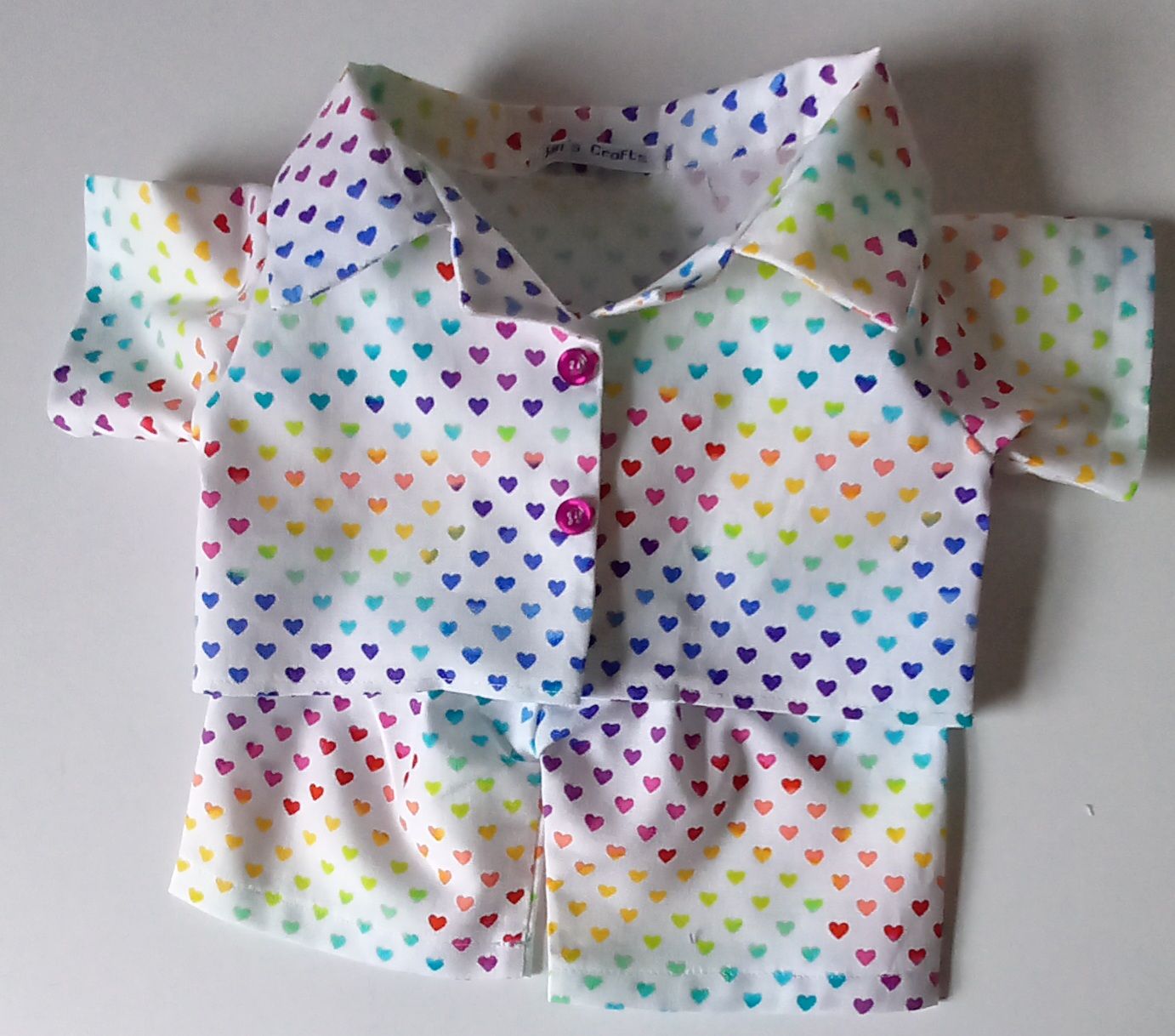 Pyjamas with collar - multi coloured heart print. ONLY ONE LEFT!