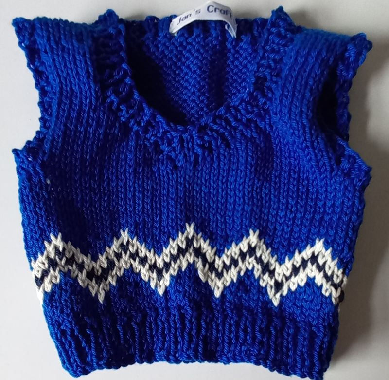 Tank top for bear - royal blue with zig zag detail