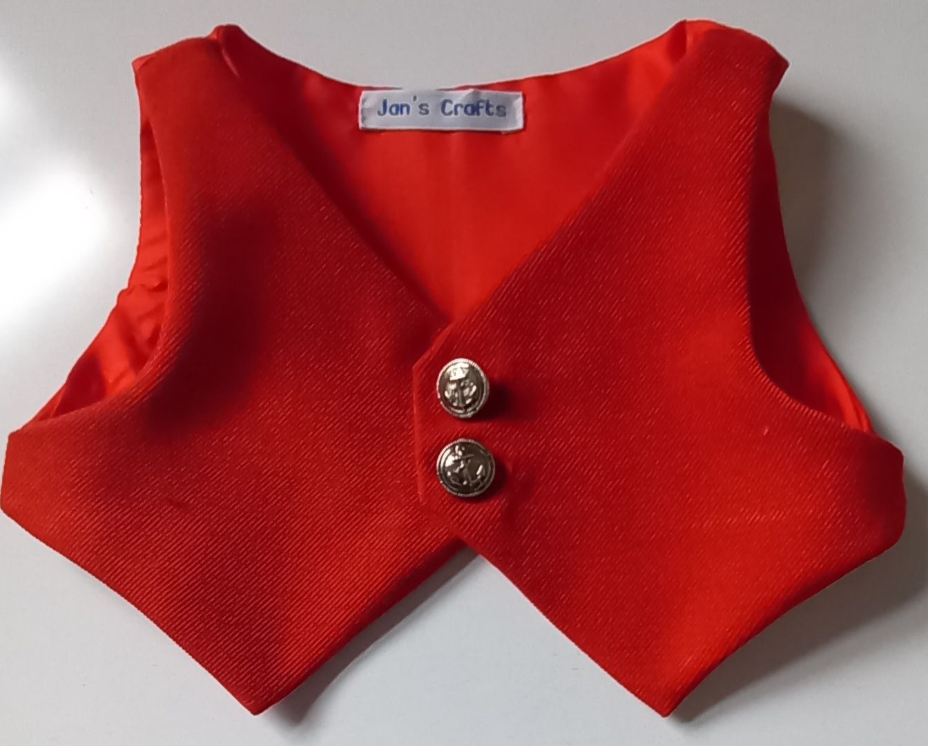 Waistcoat for bears - Red wool mix with plain lining