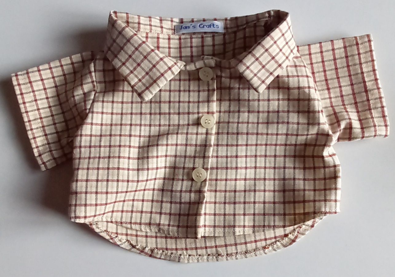 Shirt - wine. brown and cream check.