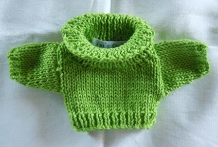 Jumper, apple green roll neck - small bear 16cm/ 6 inches high