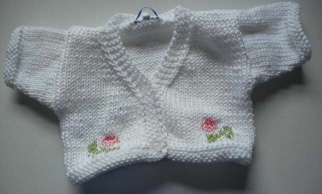 Cardigan for bear - white with pink flowers