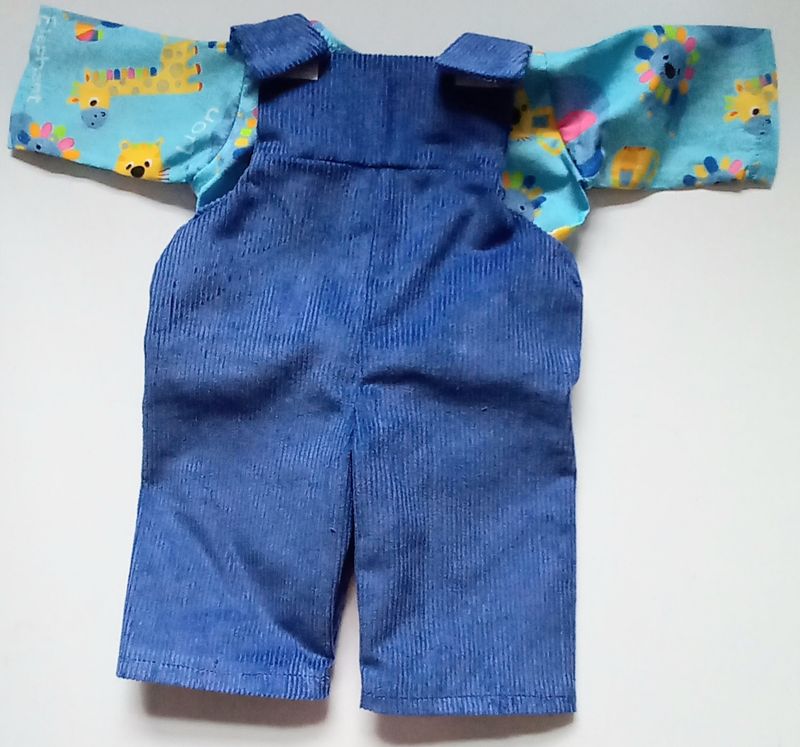 Dungarees and animal print top 36cm doll