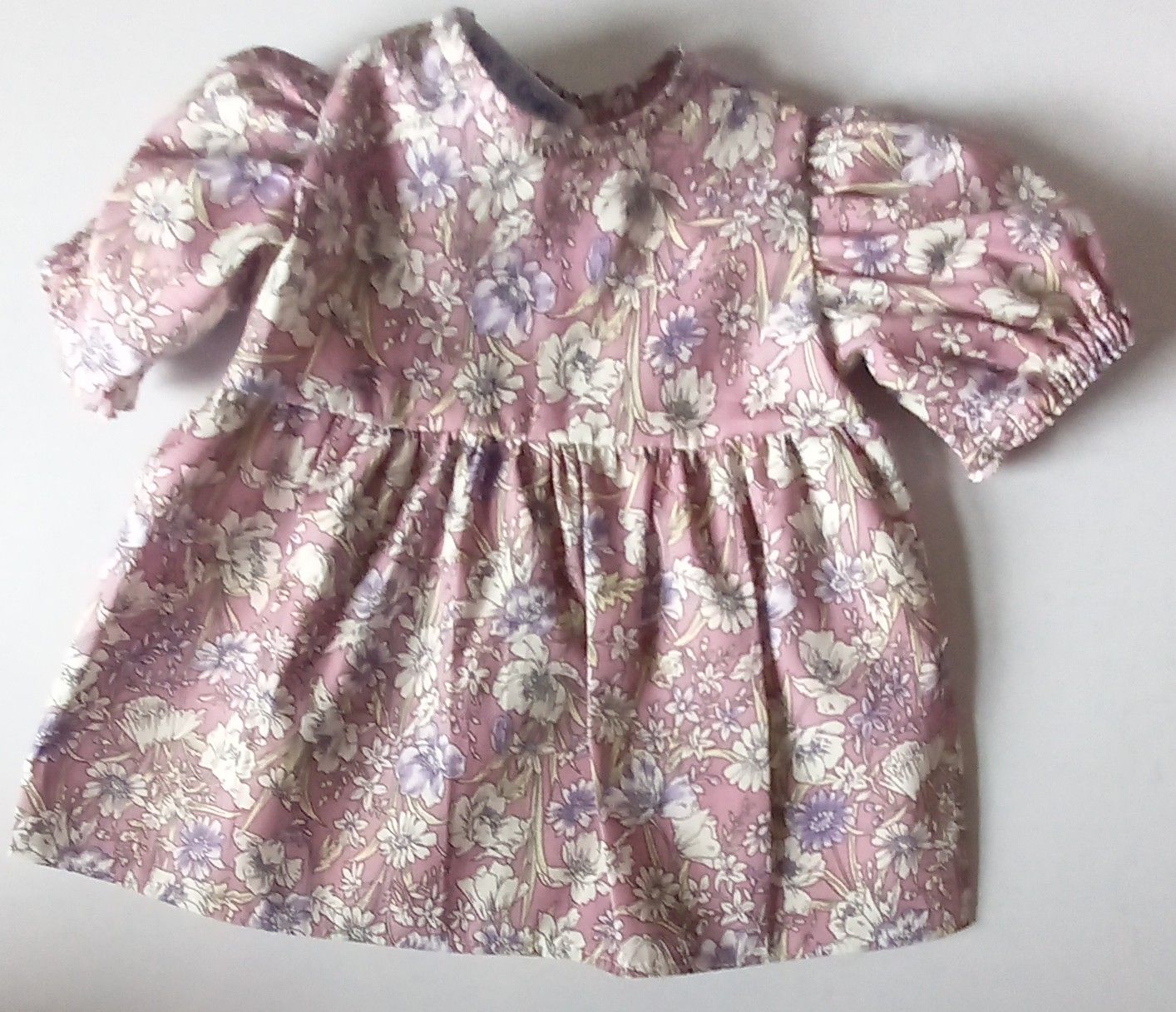 Dress, pink and lilac floral print for 43cm doll