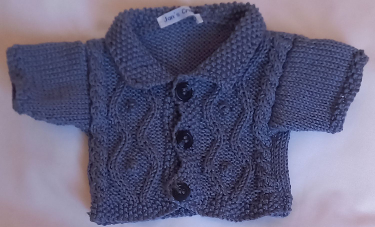 Cardigan with collar - denim blue with cable pattern on front