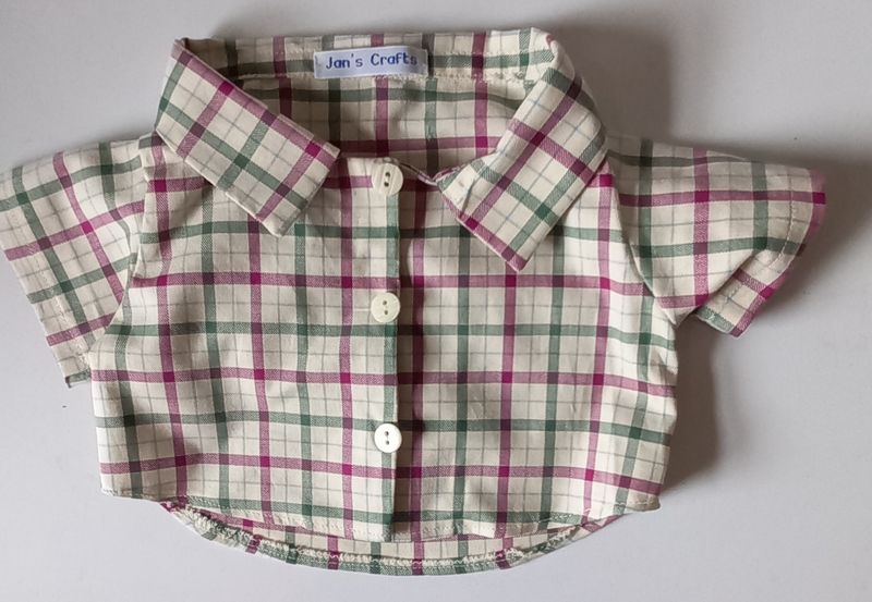 Shirt - plum, green and cream check.