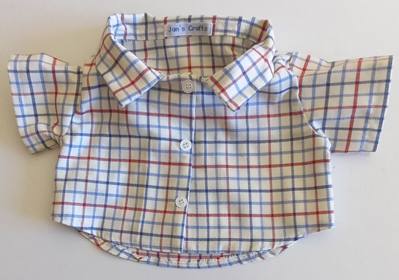 Shirt - blue, red and cream check.