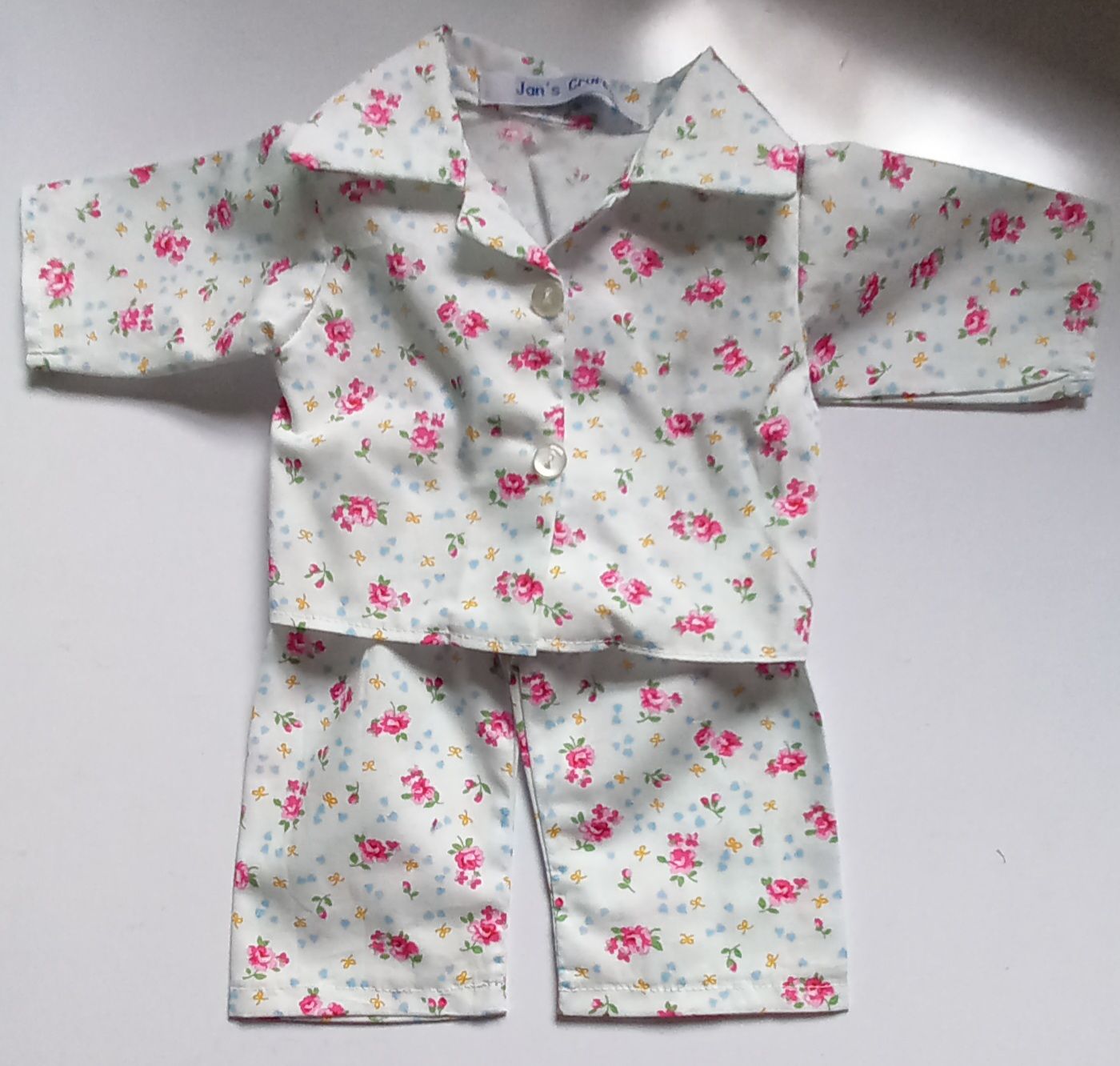 Pyjamas: floral print PJs for 46cm doll