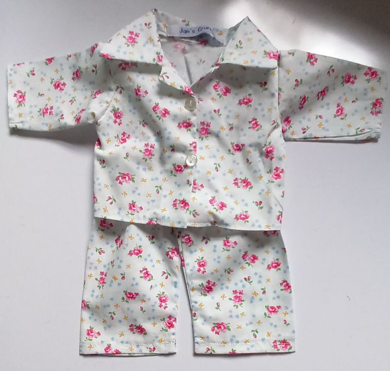 Pyjamas: floral print PJs for 46cm doll