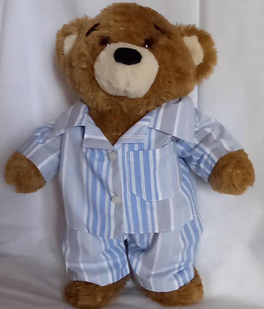 Pyjamas with collar - vintage style pale blue, grey and white stripe.