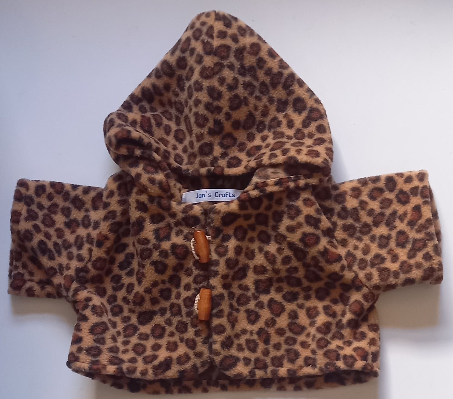 Coat with hood for bears: leopard print fleece